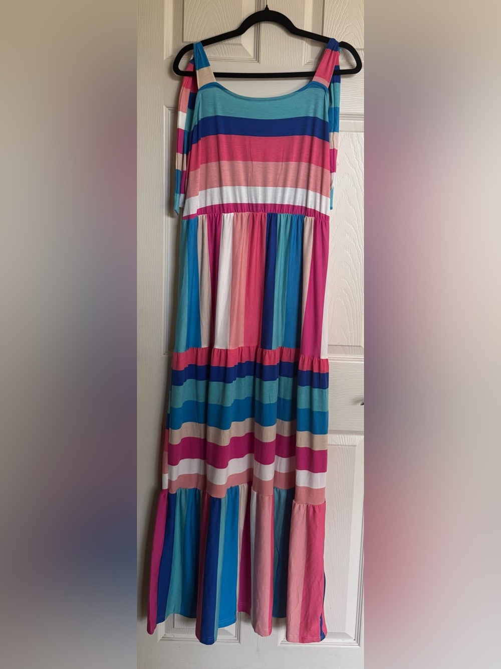 NWOT Multicolor Stripe Maxi Dress — Pink, Teal, Blue, Cream, Size XL